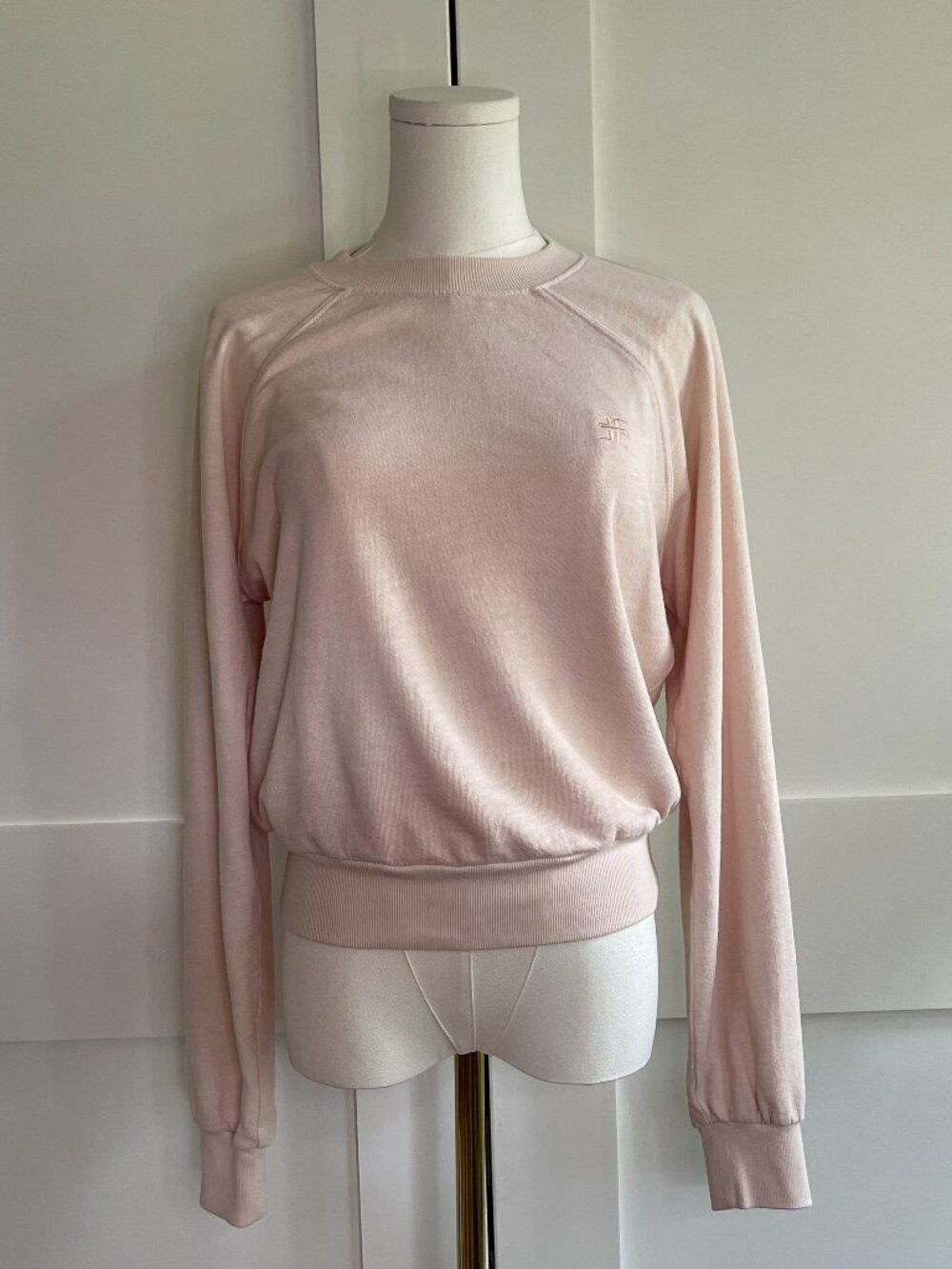 ETERNE Blush Pink French Terry Raglan Sweatshirt Small 100% Cotton